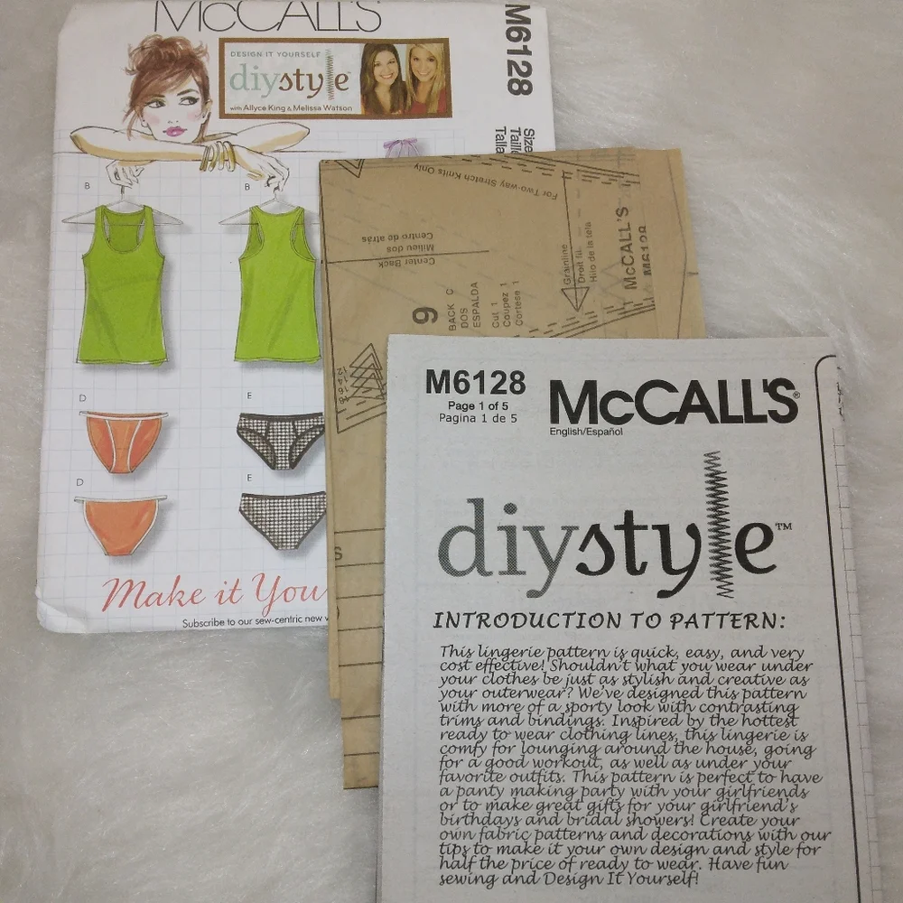 McCall's M6128 Misses panties and tops Size 12-14-16-18